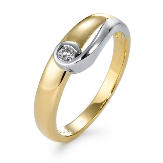 Anello Oro giallo 750/18 carati, Oro bianco 750/18 carati Diamante 0.05 ct, w-si