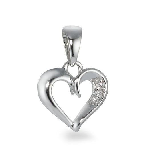 Ciondolo Oro bianco 750/18 carati Diamante 0.01 ct, 2 pietra, w-si Cuore