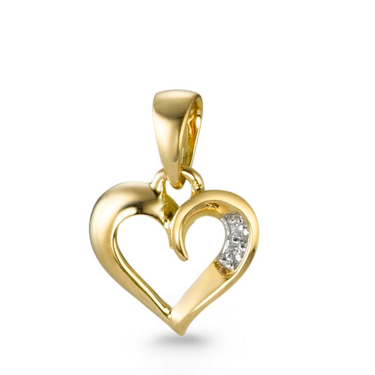 Ciondolo Oro giallo 750/18 carati Diamante 0.01 ct, 2 pietra, w-si Cuore Ø9 mm