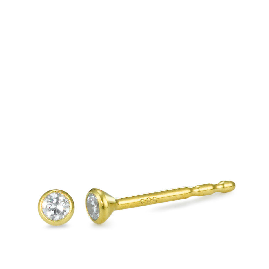 Orecchini a bottone Oro giallo 585/14 kt Zirconia 2 pietra Ø2.5 mm