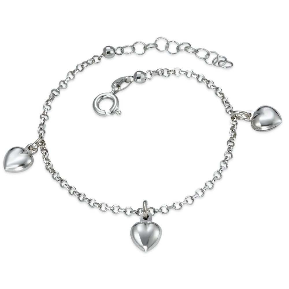 Bracciale Argento rodiato Cuore 15-18 cm Ø7 mm