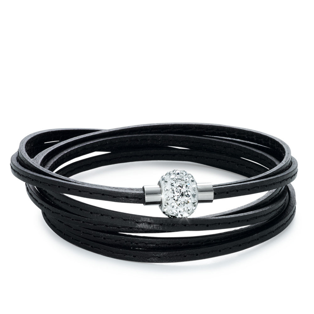 Bracciale Pelle, Acciaio inossidabile Cristallo 19 cm