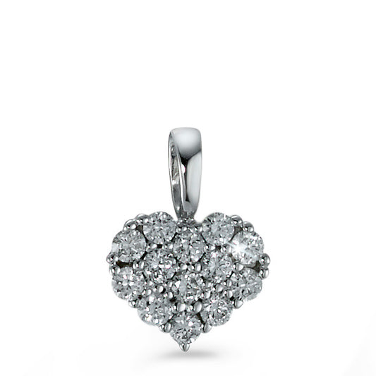 Ciondolo Oro bianco 750/18 carati Diamante 0.18 ct, 13 pietra, [Brillant], w-si Cuore