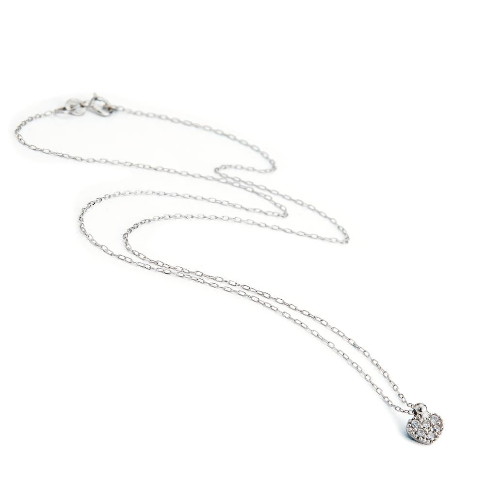 Collana Oro bianco 750/18 carati Zirconia 6 pietra Cuore 40 cm Ø6 mm