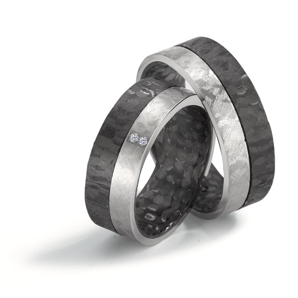 Anello del partner Titanio, Carbonio Diamante 0.02 ct, 2 pietra, w-si