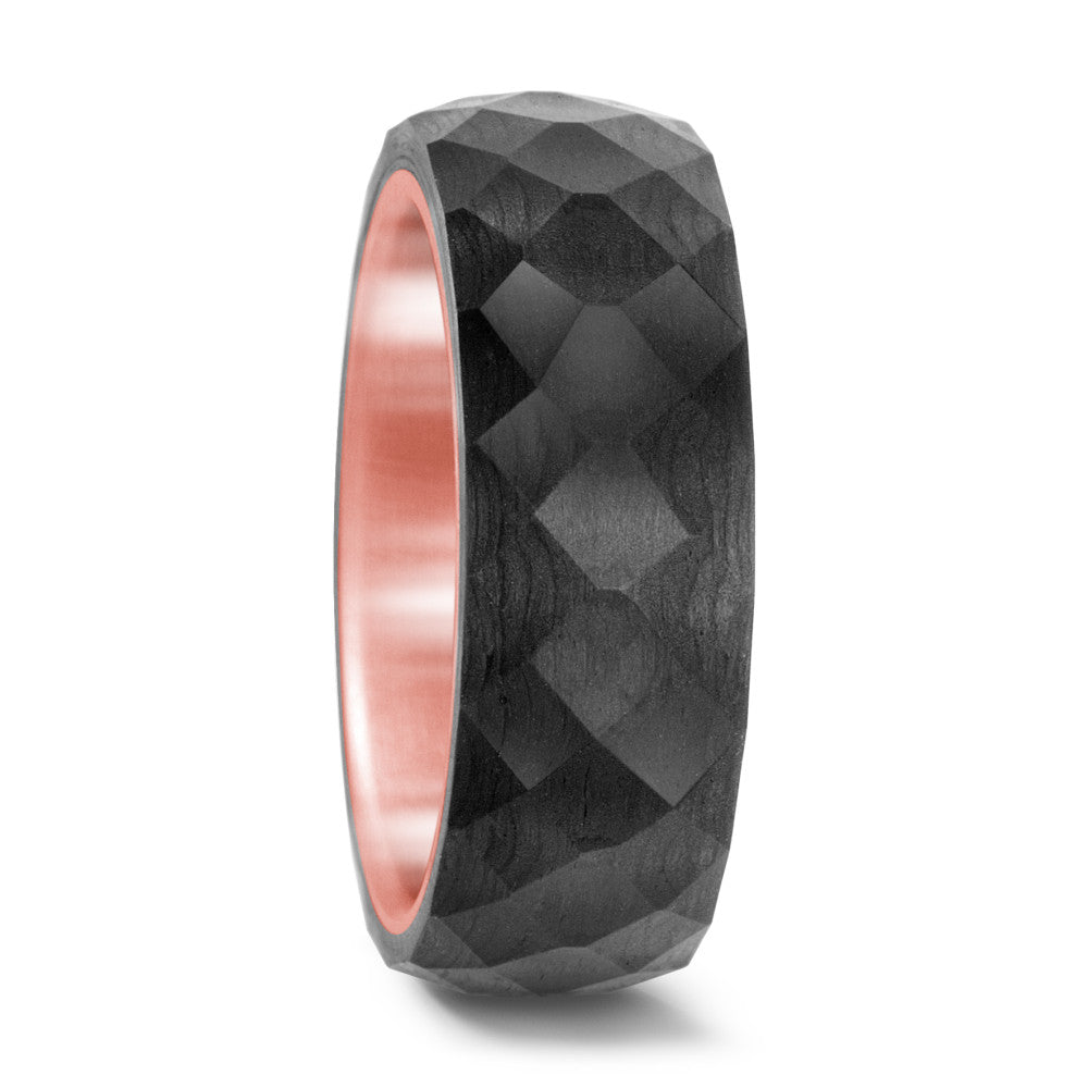 Anello Acciaio inossidabile, Carbonio rosa rivestimento IP