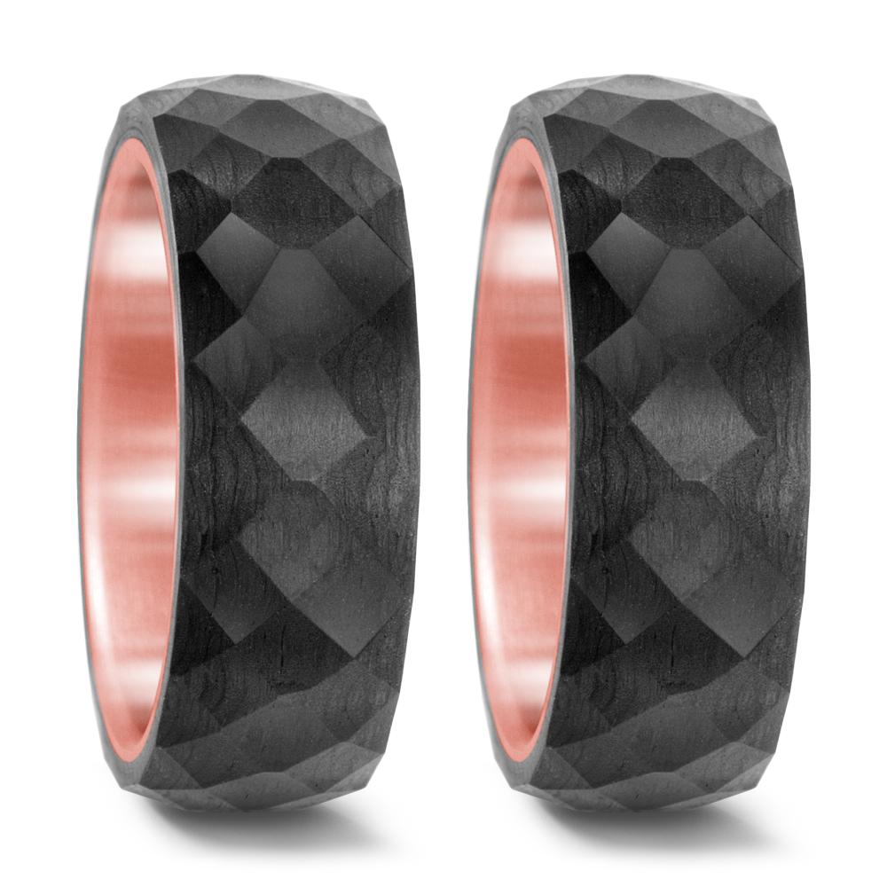 Anello Acciaio inossidabile, Carbonio rosa rivestimento IP