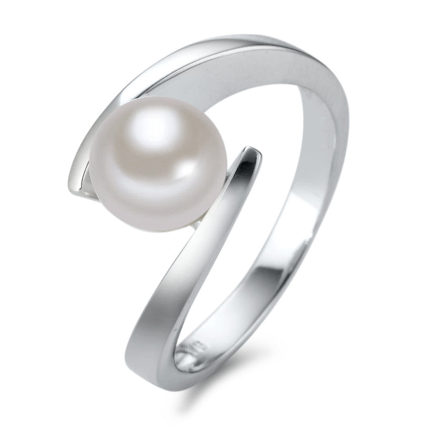 Anello Oro bianco 750/18 carati Perla coltivata d'acqua dolce