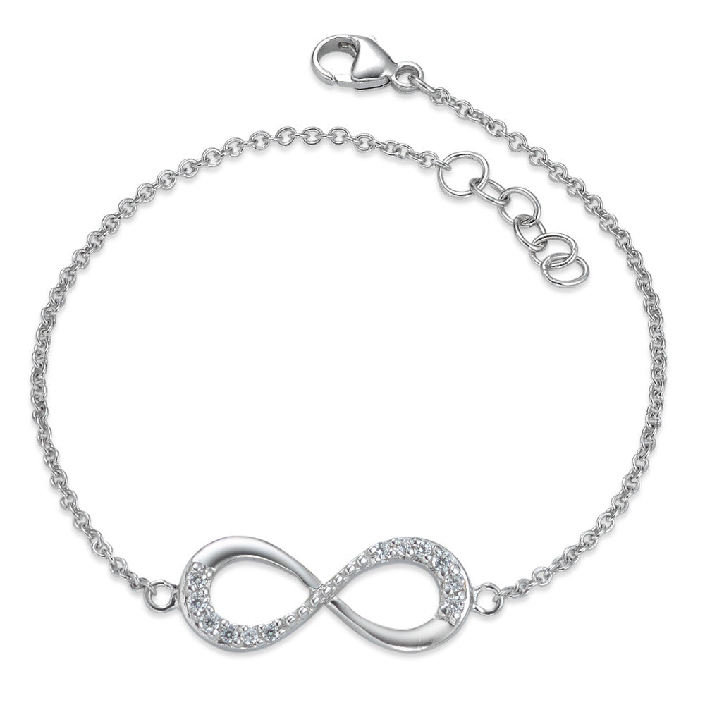 Bracciale Argento Zirconia 12 pietra rodiato Infinito 17-18 cm