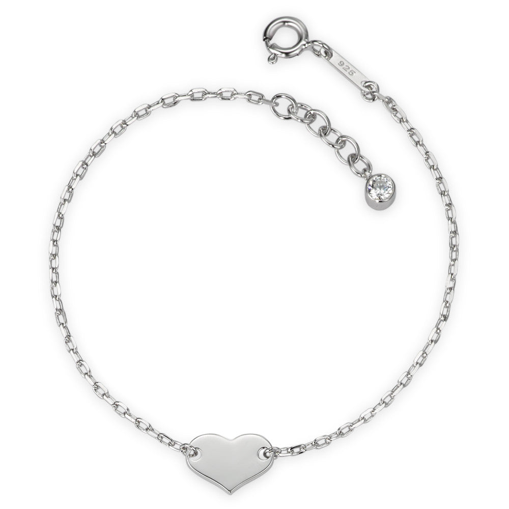 Bracciale Argento Zirconia rodiato Cuore 16-17.5 cm