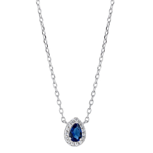 Collana Argento Zirconia blu rodiato 40-45 cm Ø8 mm