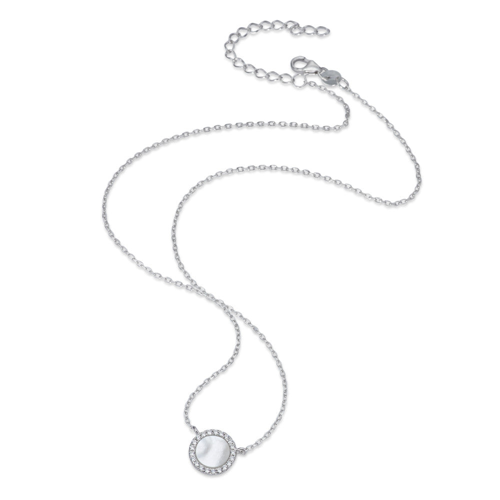 Collana Argento Zirconia rodiato Madreperla 40-45 cm Ø10 mm