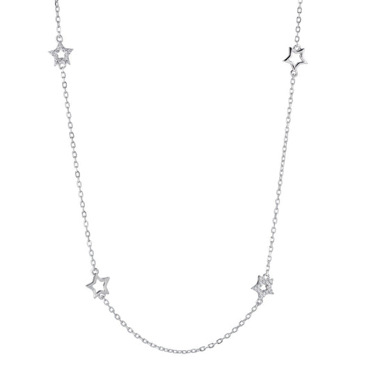 Collana Argento Zirconia rodiato Stella 90 cm