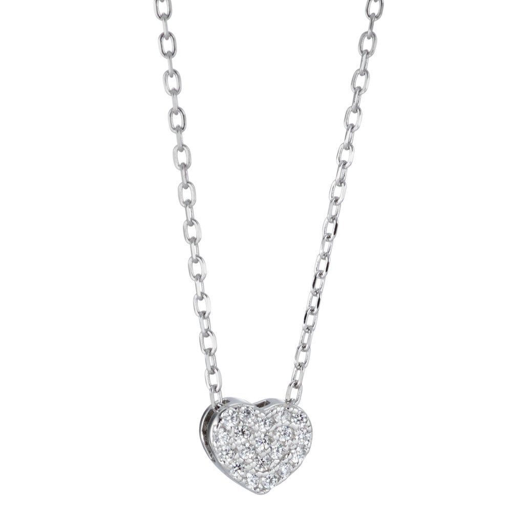 Collana Argento Zirconia rodiato Cuore 40-45 cm Ø8 mm