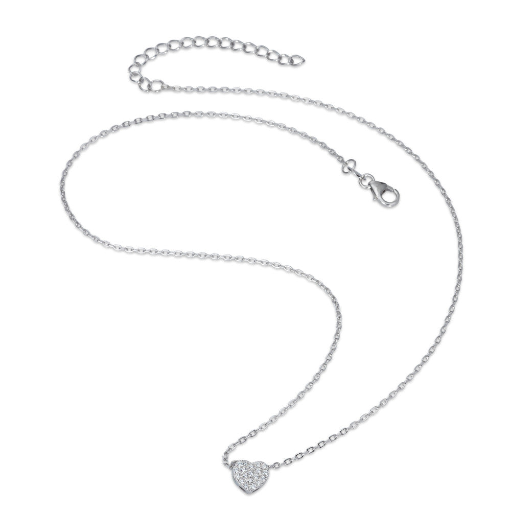 Collana Argento Zirconia rodiato Cuore 40-45 cm Ø8 mm