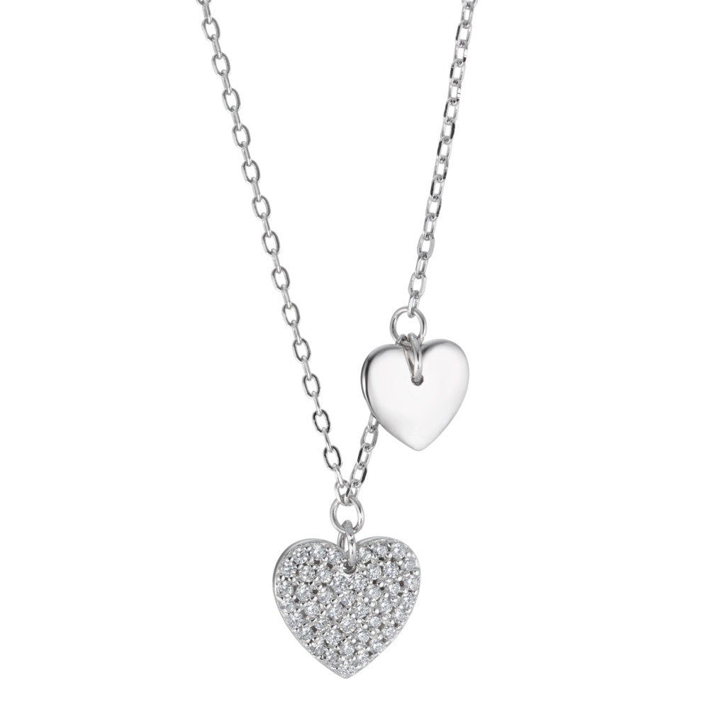 Collana Argento Zirconia rodiato Cuore 40-45 cm