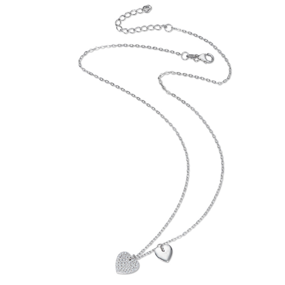 Collana Argento Zirconia rodiato Cuore 40-45 cm