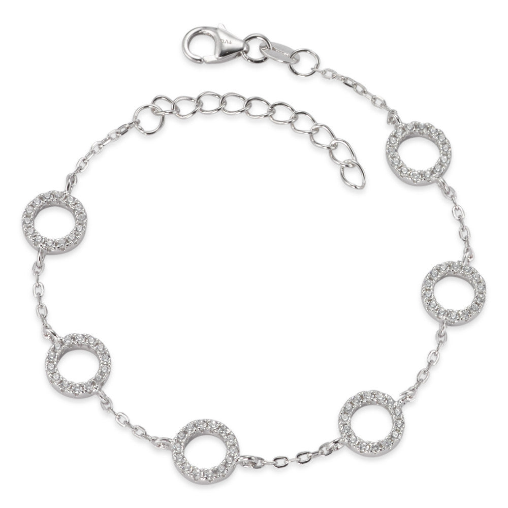 Bracciale Argento Zirconia rodiato 16-18.5 cm Ø8 mm