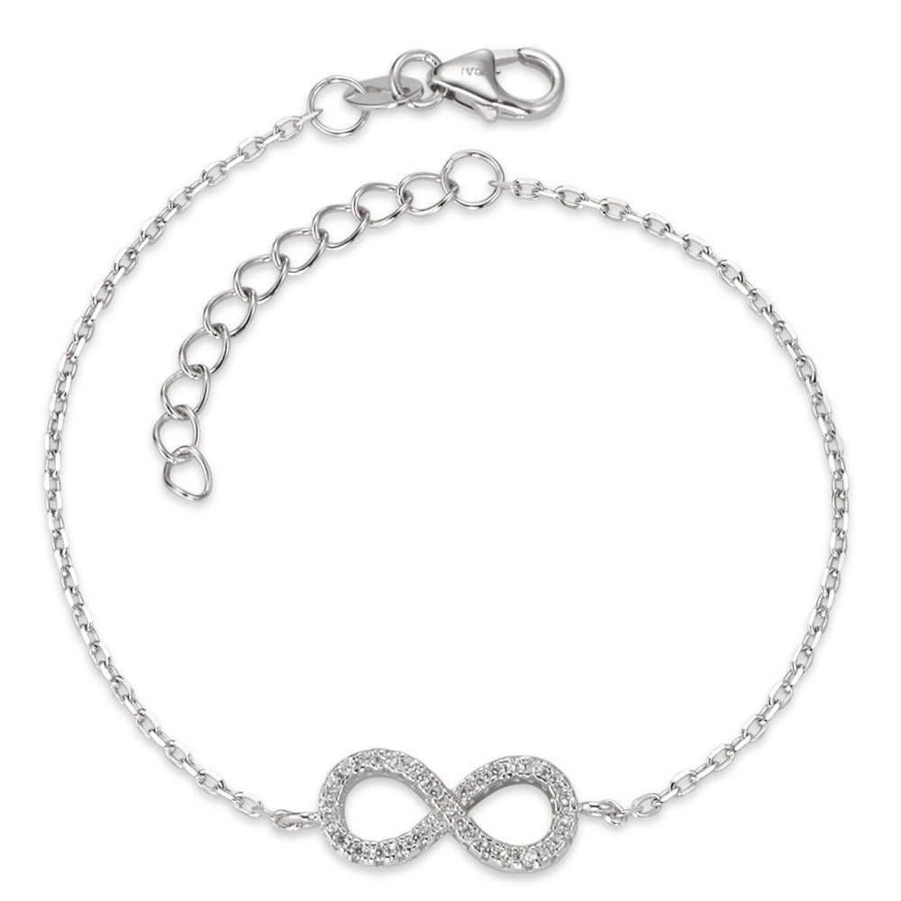 Bracciale Argento Zirconia rodiato Infinito 16-18.5 cm