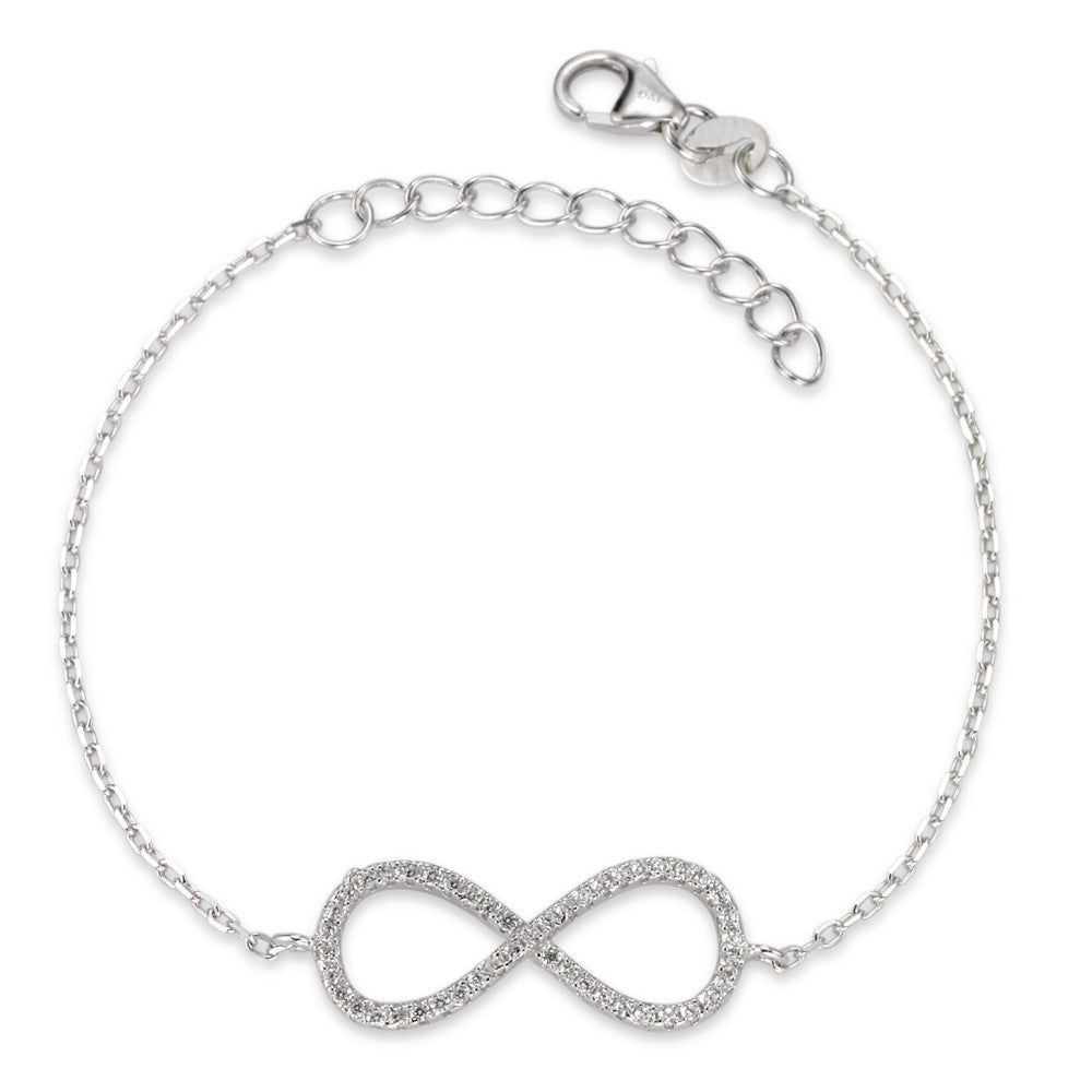 Bracciale Argento Zirconia rodiato Infinito 16-18 cm