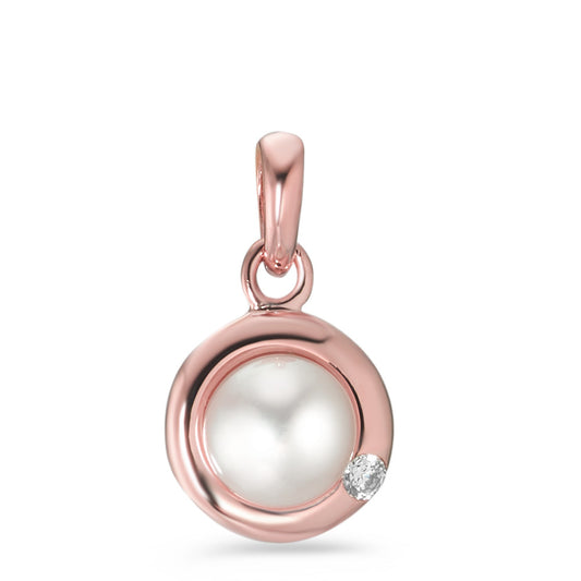 Ciondolo Argento Zirconia rosa dorato Perla coltivata d'acqua dolce Ø10 mm