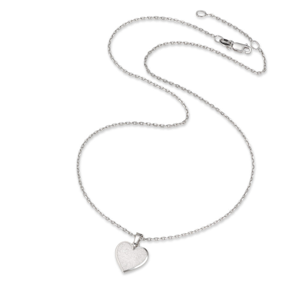 Halskette mit Gravuranhänger Silber rhodiniert Herz verstellbar Ø12 mm