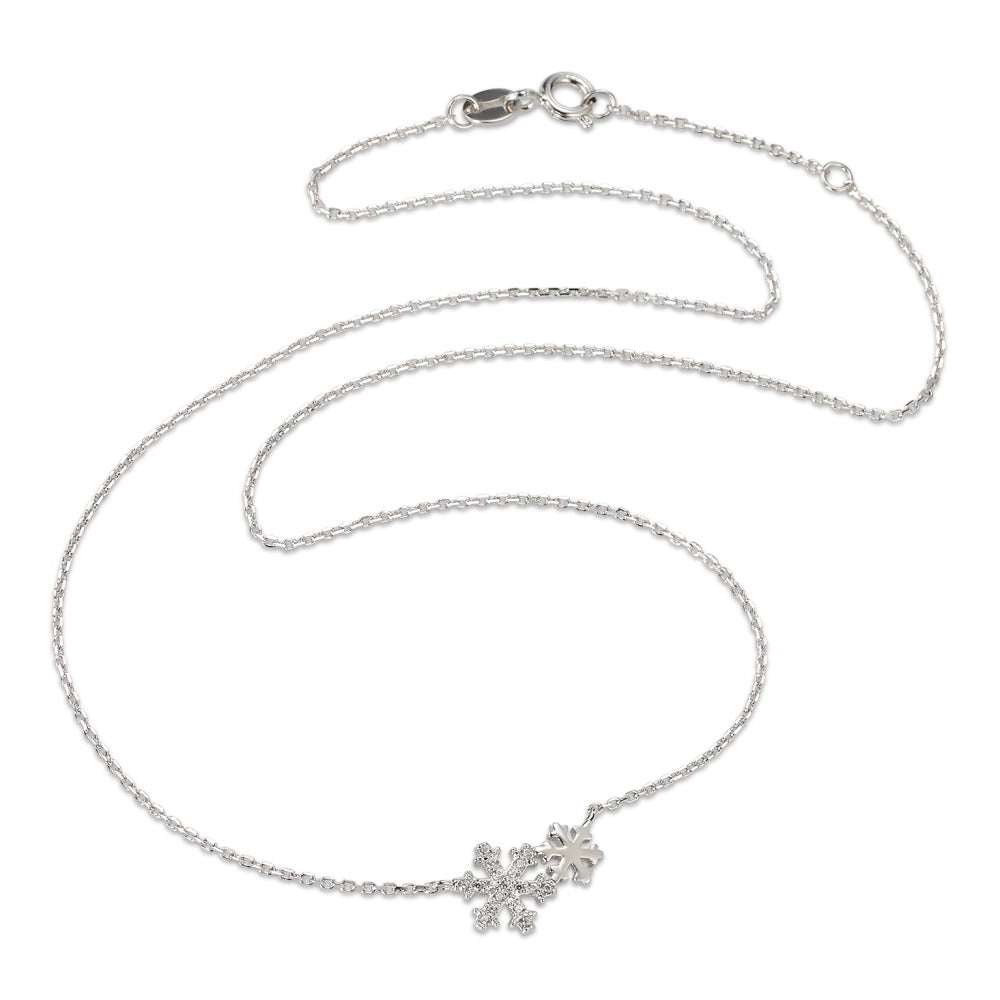 Collana Argento Zirconia 19 pietra rodiato Fiocco di neve 38-40 cm