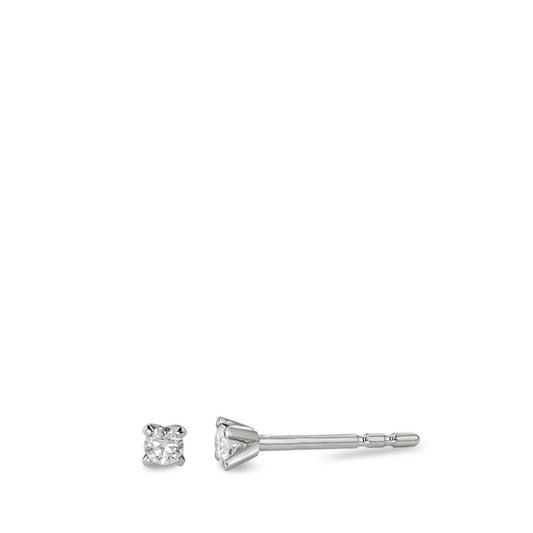 Orecchini a bottone Oro bianco 750/18 carati Diamante bianco, 0.10 ct, 2 pietra, [Brillant], w-si Ø3 mm