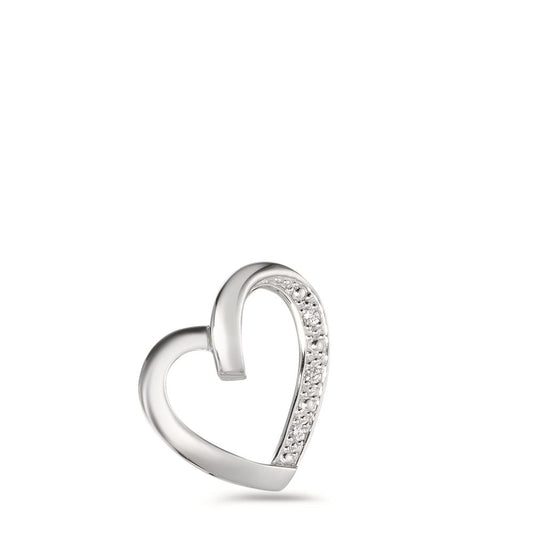 Ciondolo Oro bianco 375/9K Diamante bianco, 0.015 ct, 3 pietra, [Brillant], p1 Cuore Ø12 mm