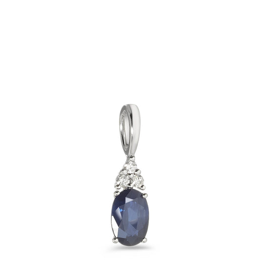 Ciondolo Oro bianco 375/9K Zaffiro blu, [oval], Diamante bianco, 0.04 ct, 2 pietra, p1