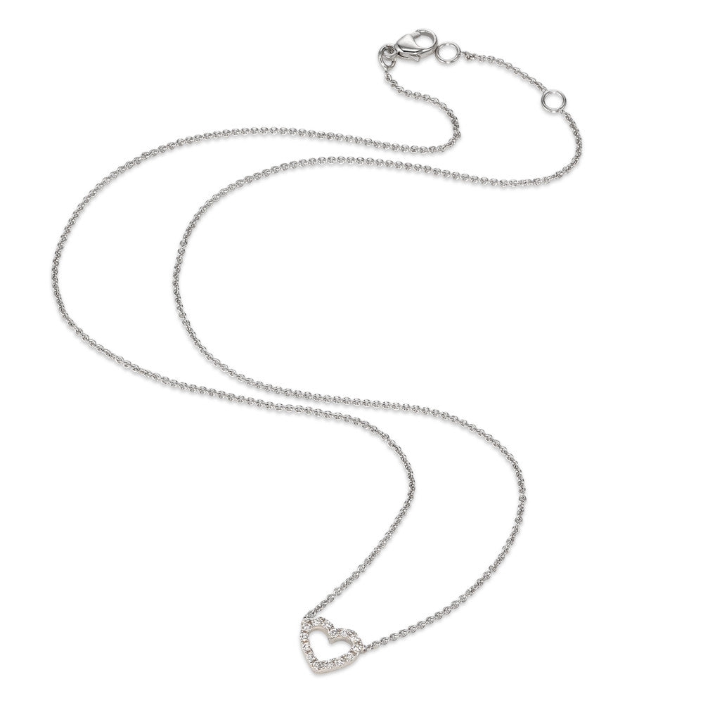 Collana Oro bianco 375/9K Zirconia 14 pietra Cuore 40-42 cm