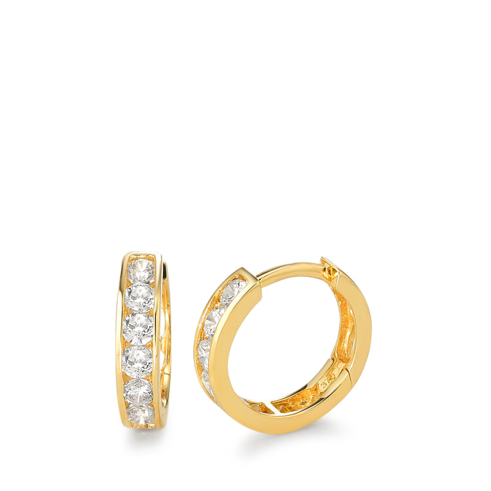 Orecchini circolari Oro giallo 375/9K Zirconia 14 pietra