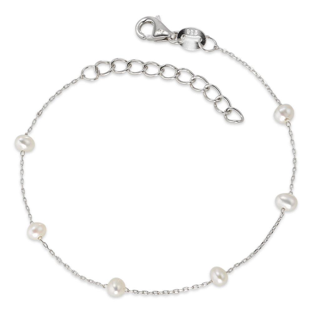 Bracciale Argento rodiato Perla coltivata d'acqua dolce 15-18 cm