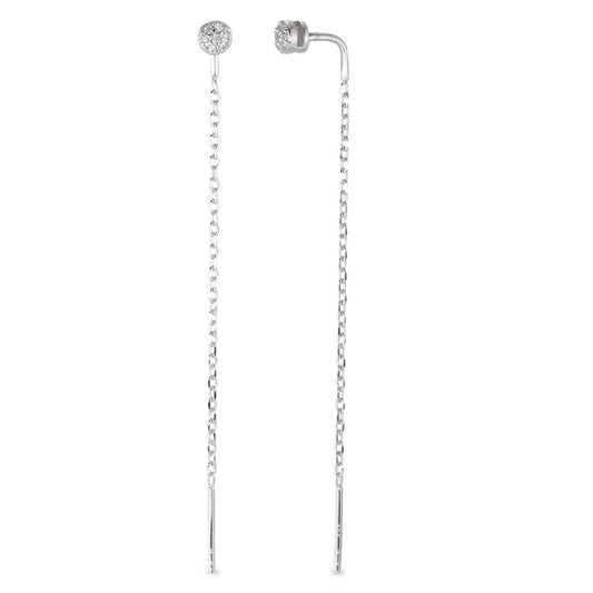 Orecchini a strappo Argento Zirconia 14 pietra rodiato Ø4 mm