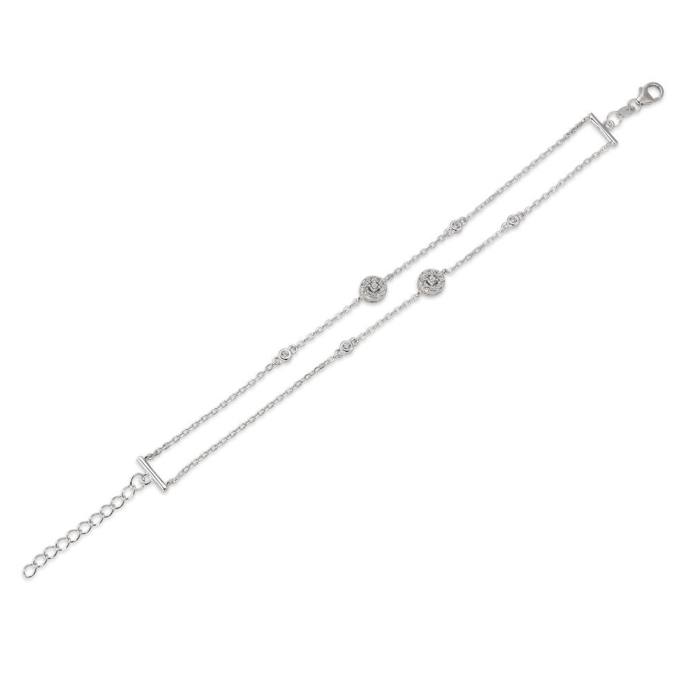 Bracciale Argento Zirconia rodiato 16-19 cm