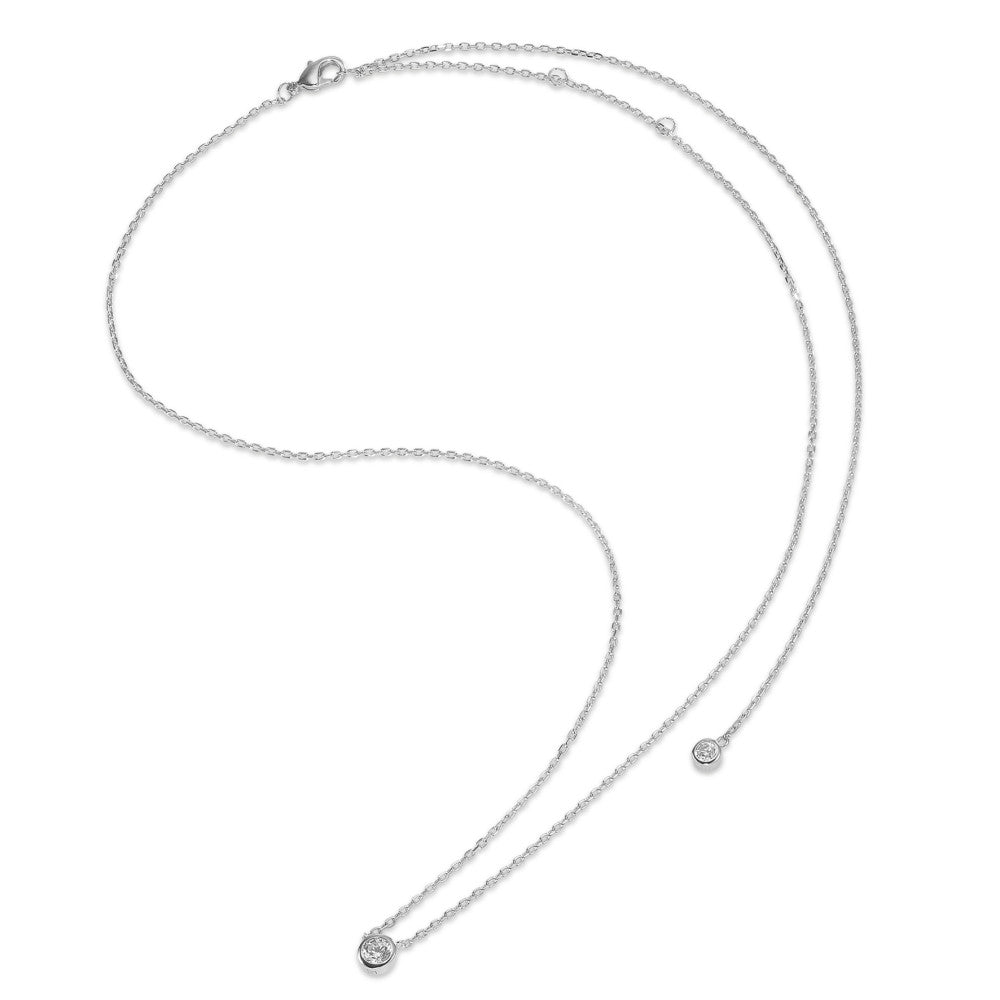 Collana Argento Zirconia 2 pietra rodiato 40-45 cm