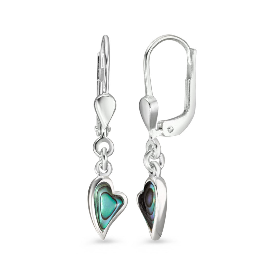 Orecchini Argento Abalone 2 pietra Cuore Ø5 mm