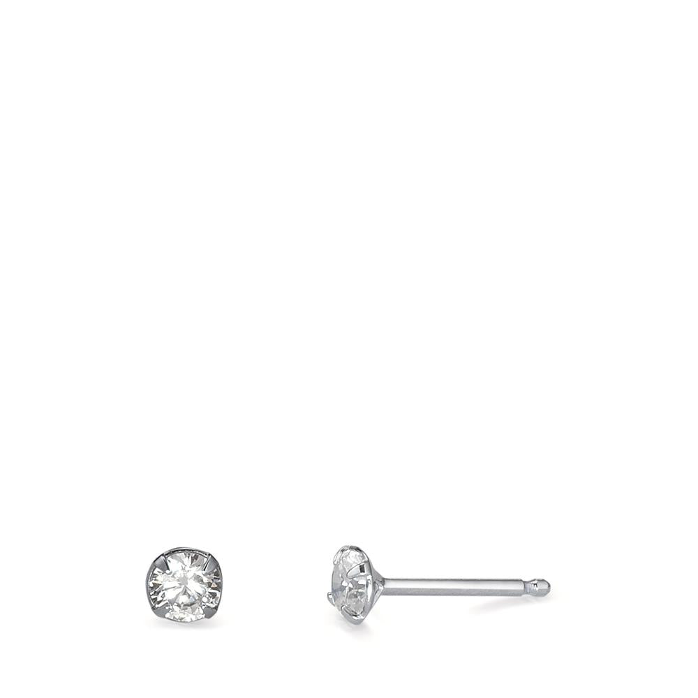 Orecchini a bottone Argento Zirconia bianco, 2 pietra Ø4 mm