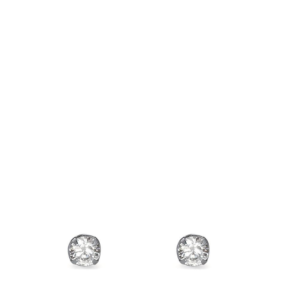 Orecchini a bottone Argento Zirconia bianco, 2 pietra Ø4 mm