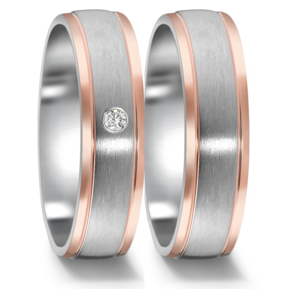 Anello del partner Acciaio inossidabile Zirconia rosa rivestimento IP