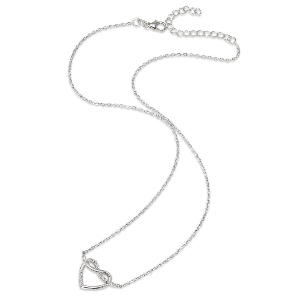 Collana Argento Zirconia rodiato Cuore 40-45 cm Ø14 mm