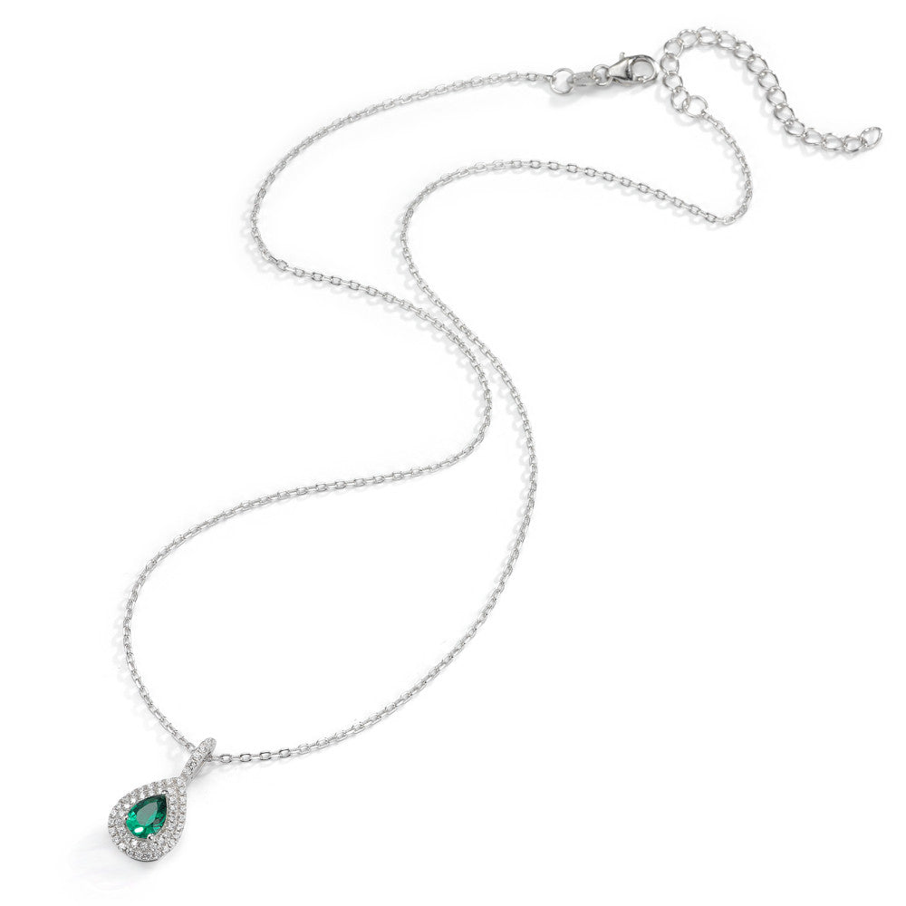 Catena con ciondolo Argento Zirconia verde rodiato 40-45 cm