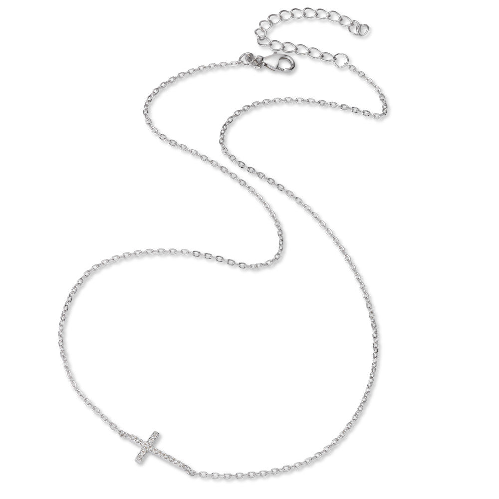 Collana Argento Zirconia rodiato Croce 40-45 cm