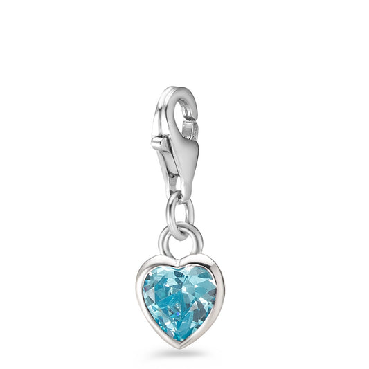 Charms ciondoli Argento Zirconia acqua rodiato Cuore Ø7 mm