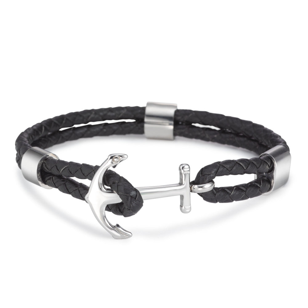 Bracciale Pelle, Acciaio inossidabile Ancora 21 cm