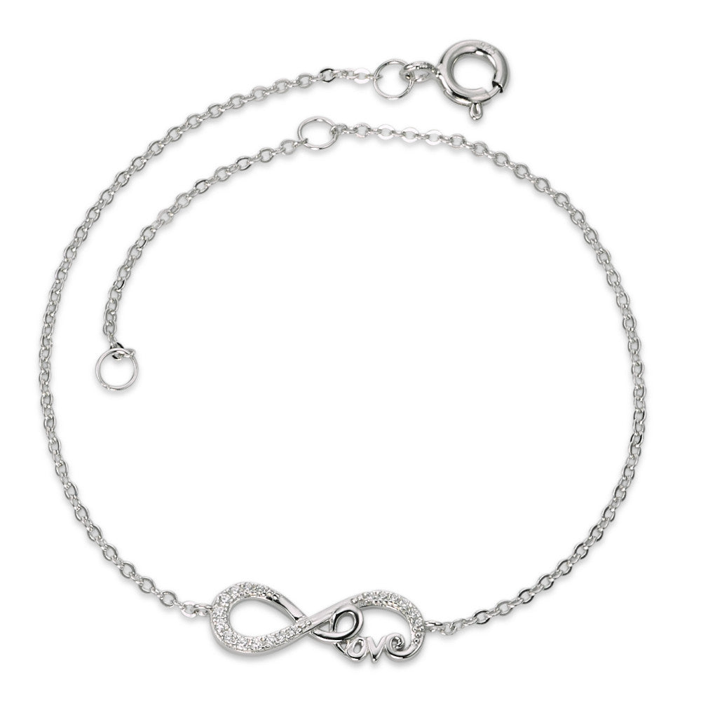 Bracciale Argento Zirconia rodiato Infinito 17-20 cm