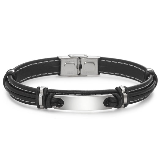 Bracciale con incisione Pelle, Acciaio inossidabile 21 cm