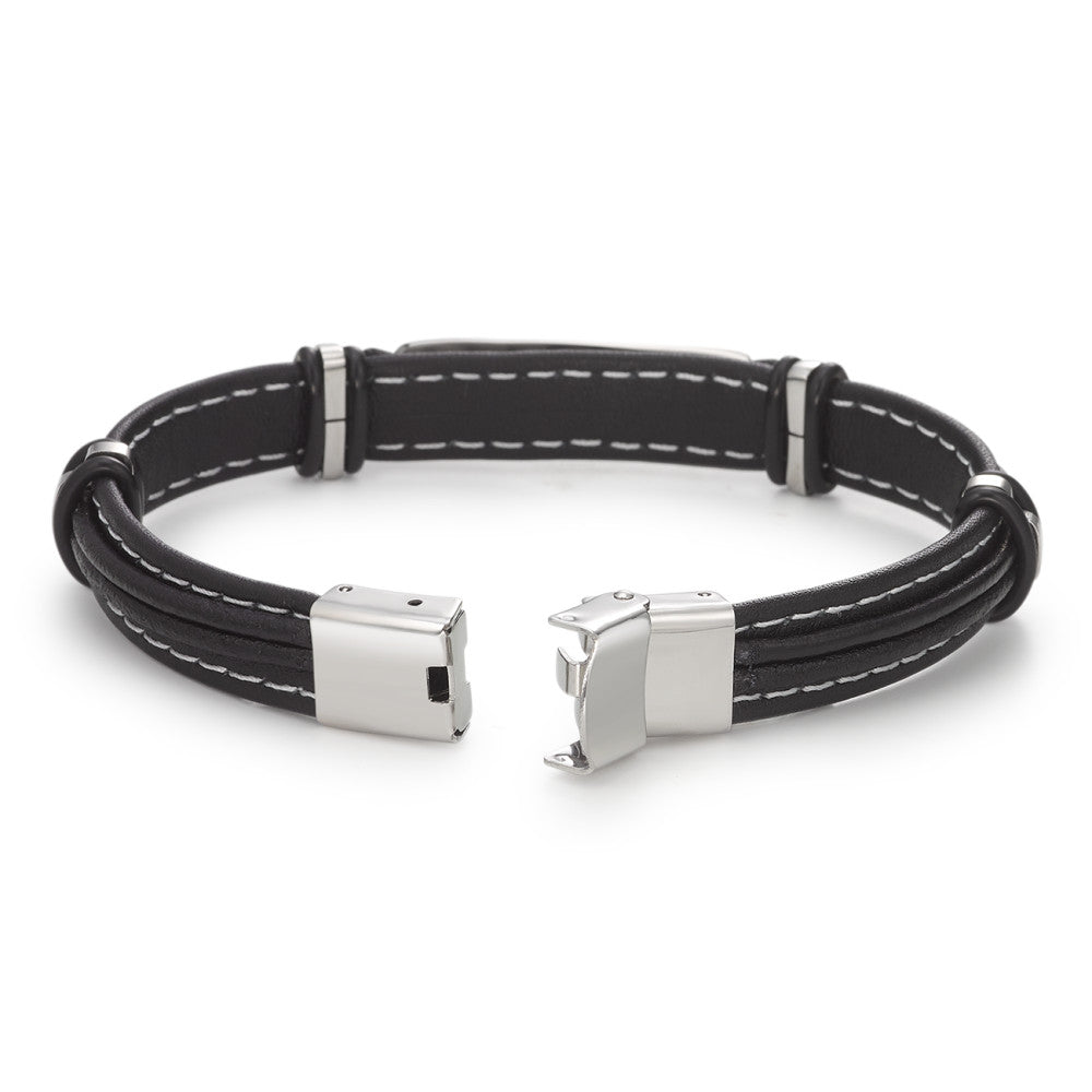 Bracciale con incisione Pelle, Acciaio inossidabile 21 cm