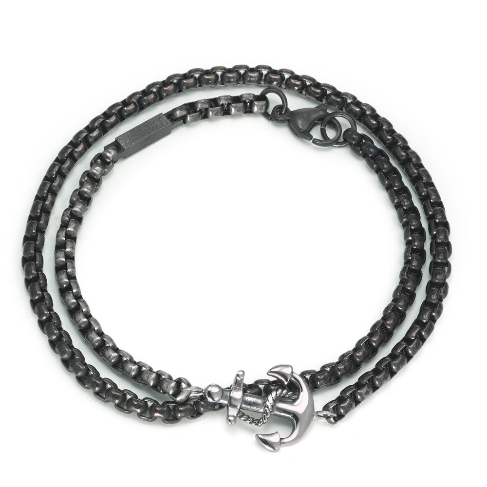 Bracciale Acciaio inossidabile nero rivestimento IP Ancora 21 cm Ø4 mm