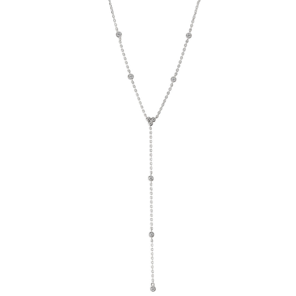 Collana Argento Zirconia 14 pietra rodiato 40-45 cm